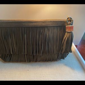 India Hicks fringe clutch